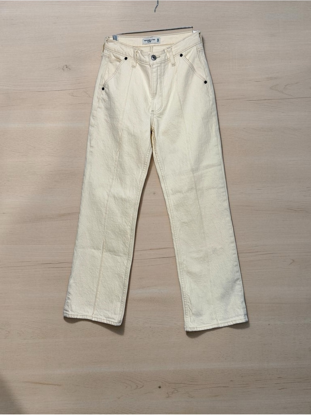 Abercrombie & Fitch Cream Straight-Leg Jeans